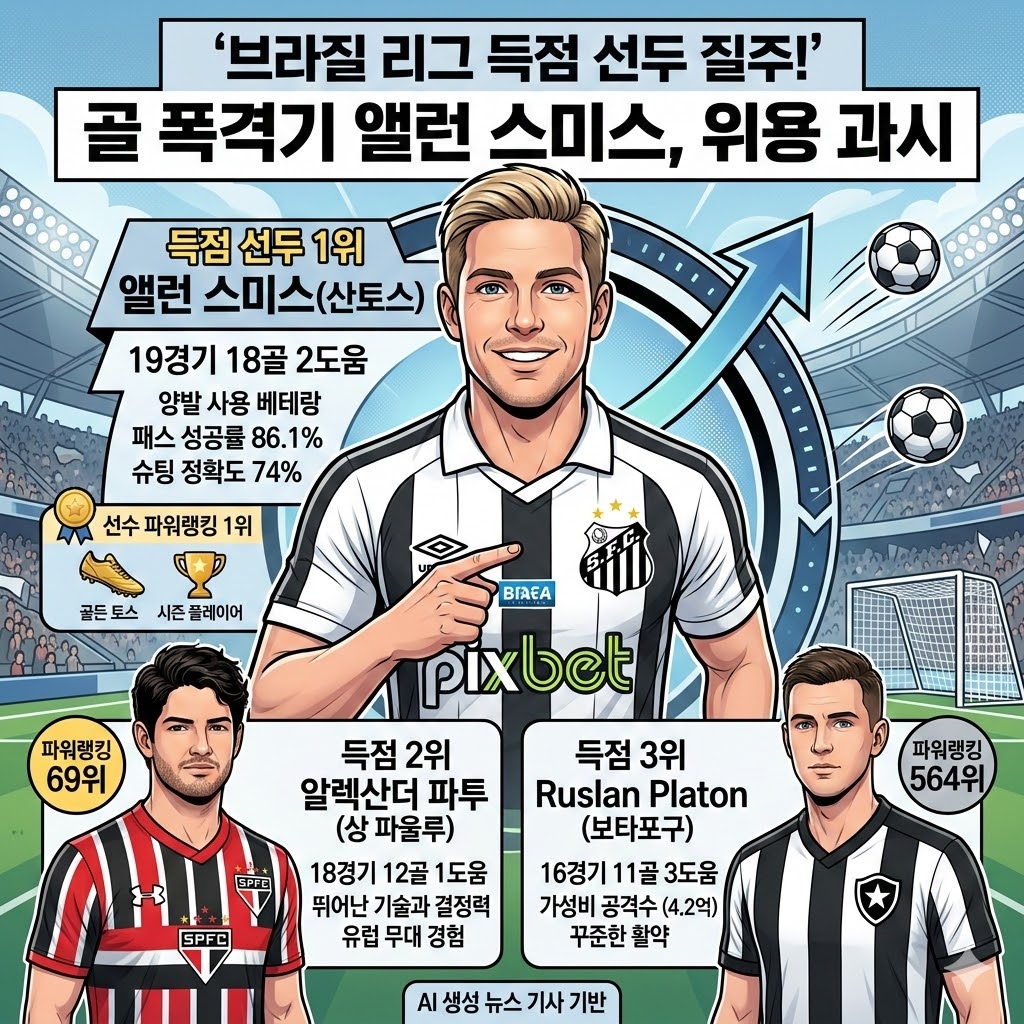 앨런 스미스 브라질 리그 득점 선두 질주파투 플라톤